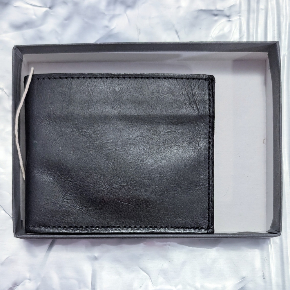 Nwt M0851 Mens Genuine Leather Bi Fold Wallet In Original Box ☑️ - Picture 8 of 12